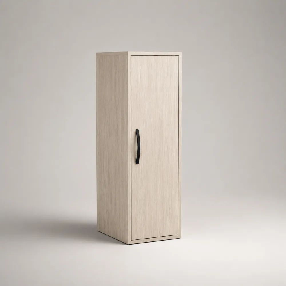 Buffet haut à 1 porte en panneaux de particules mélaminés, chêne clair et noir, 40 × 35 × 120 cm