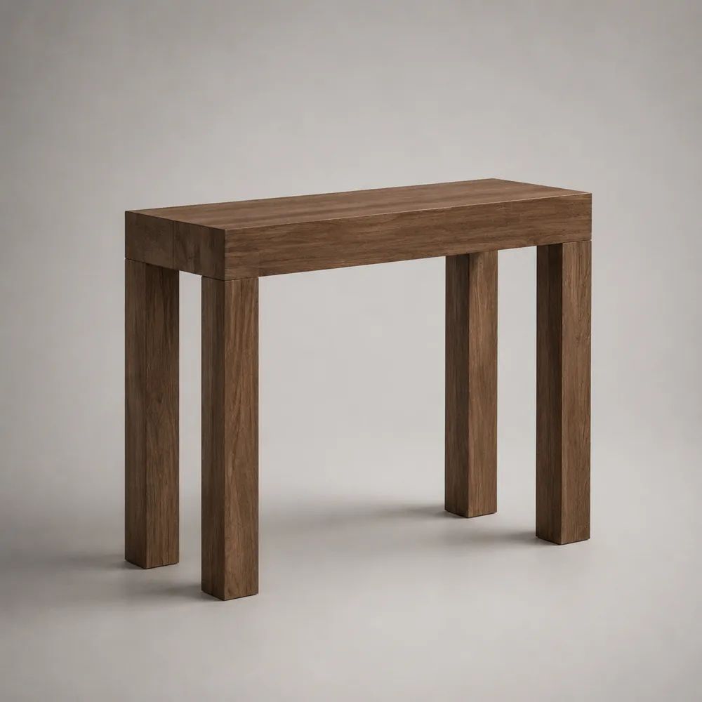 Console rectangulaire en MDF plaqué brun noyer, 100 x 35 x 80 cm